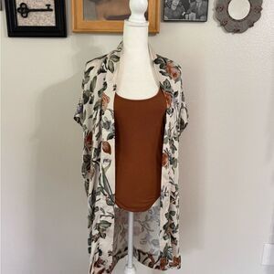 Floral Kimono Cardigan with Rust Bodysuit
